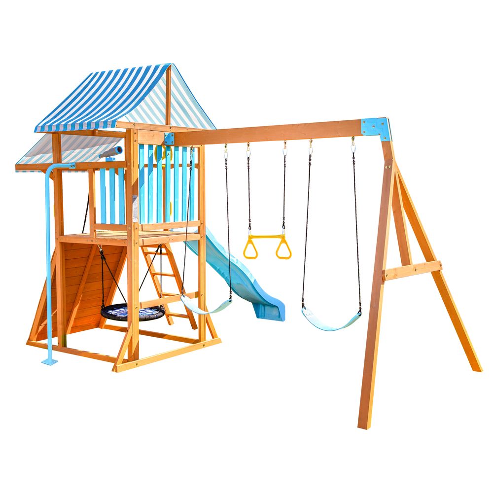 Laguna-Wooden-Swing-Set-with-Slide-Rock-Wall-Aqua-Natural-Outdoor-25844857503831